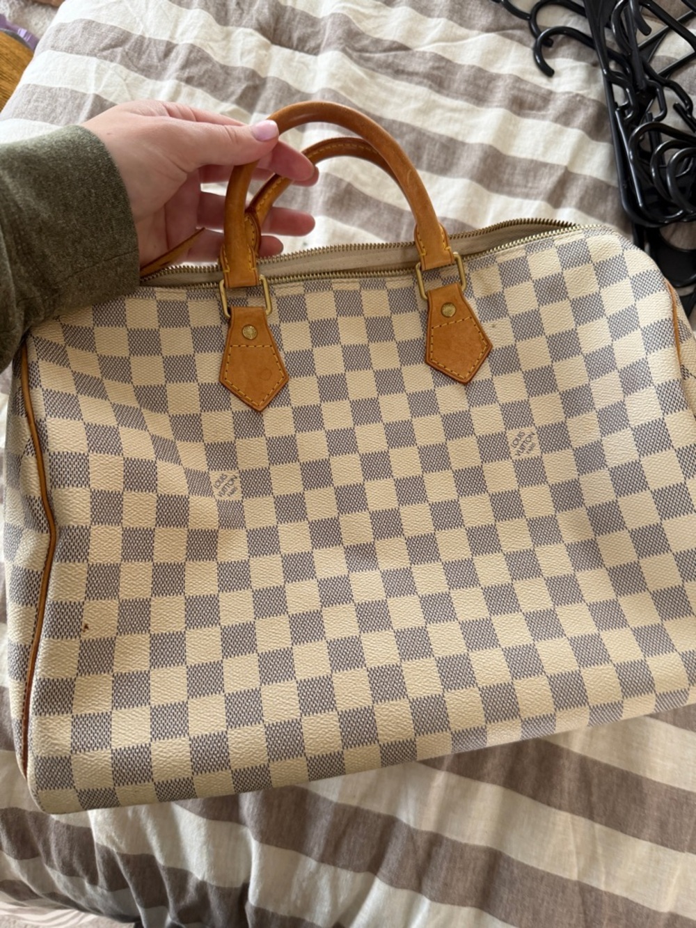 Louis Vuitton Damier Azur Speedy 30 Leather Top-Handle Bag - Picture 2 of 10